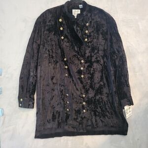 Vintage 80s Crushed Velvet Black Jacket 16 Whimsigoth New Original Tags